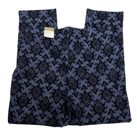 Chico's Marseille Flocked Ponte Pull On Ankle Pant Navy Blue Size 1.5 (US 10) - Picture 3 of 12